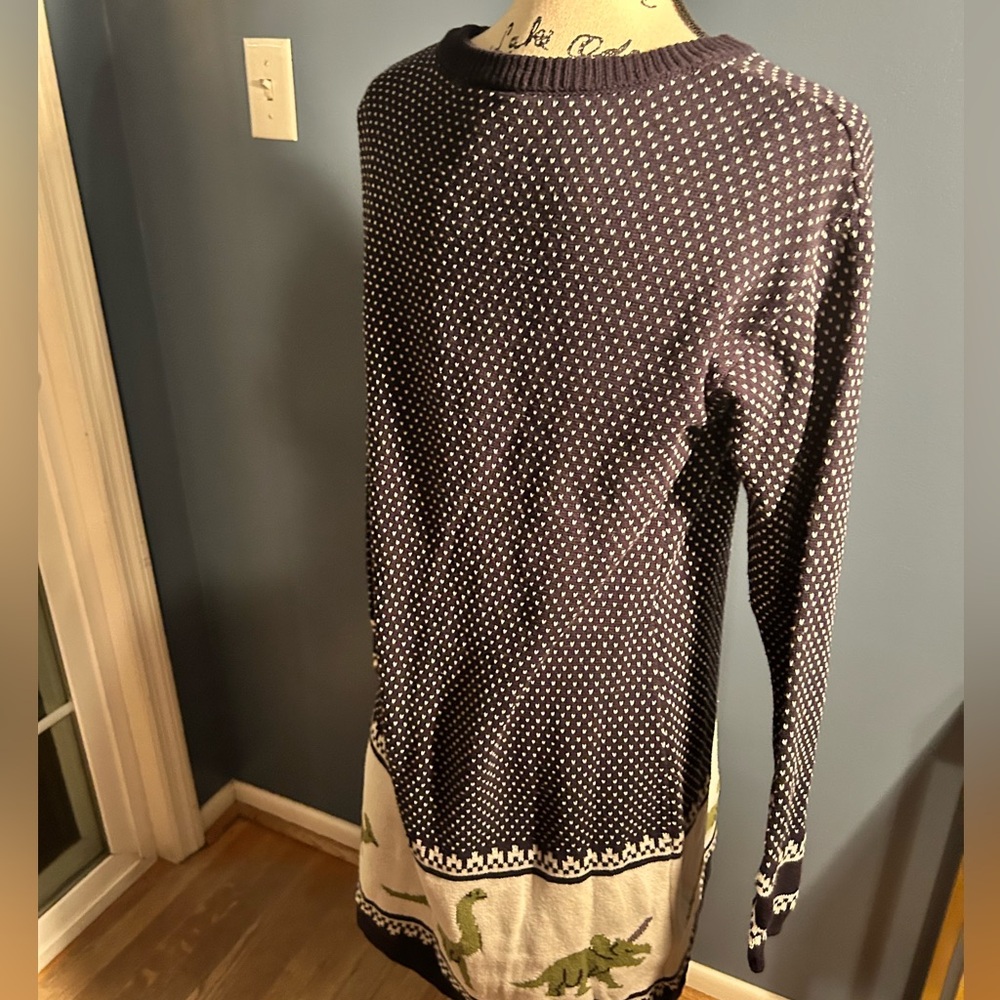 Modcloth Black and Green Dinosaur Sweater Dress - Picture 6 of 7